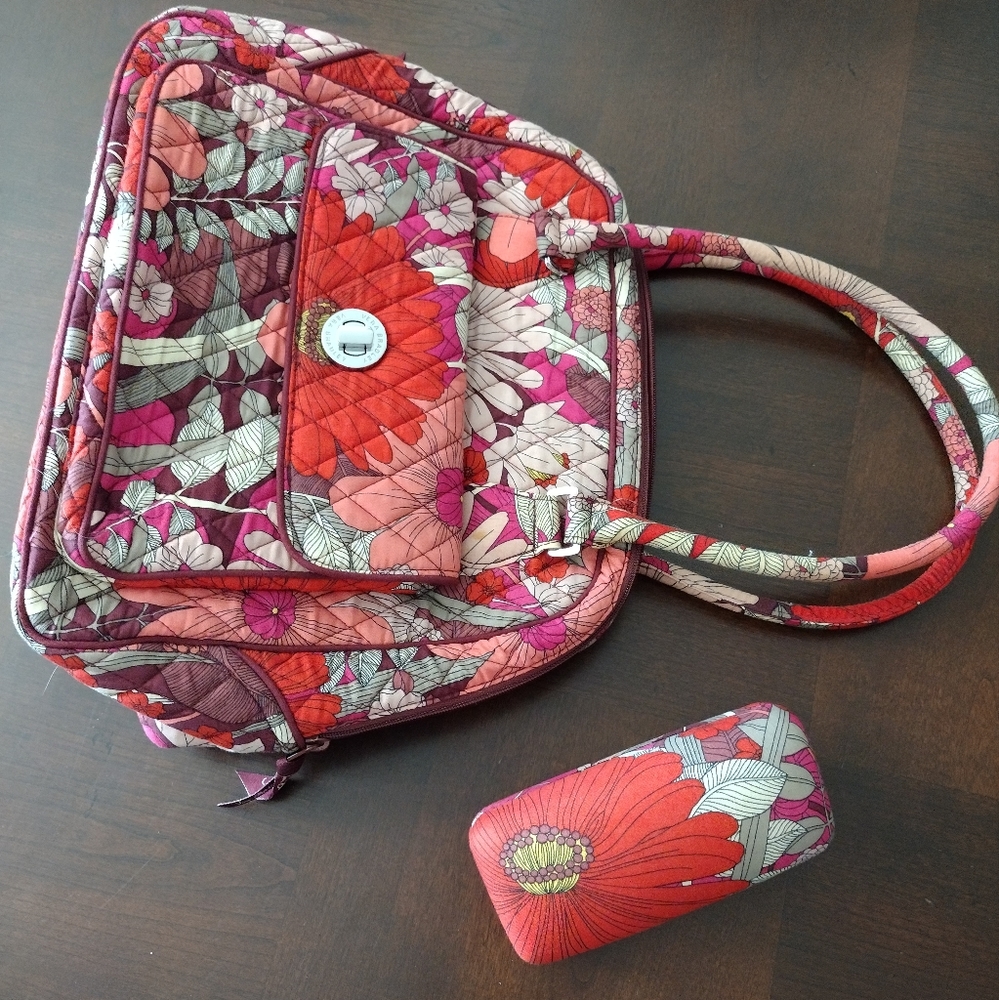 Vera Bradley set of Bohemian Blooms satchel and glasses case Retired Vintage - Picture 2 of 9